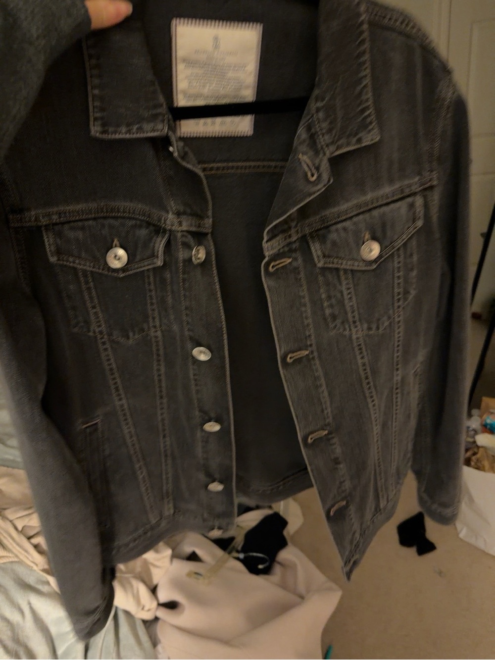 Brunello Cucinelli Charcoal Gray Denim Jacket